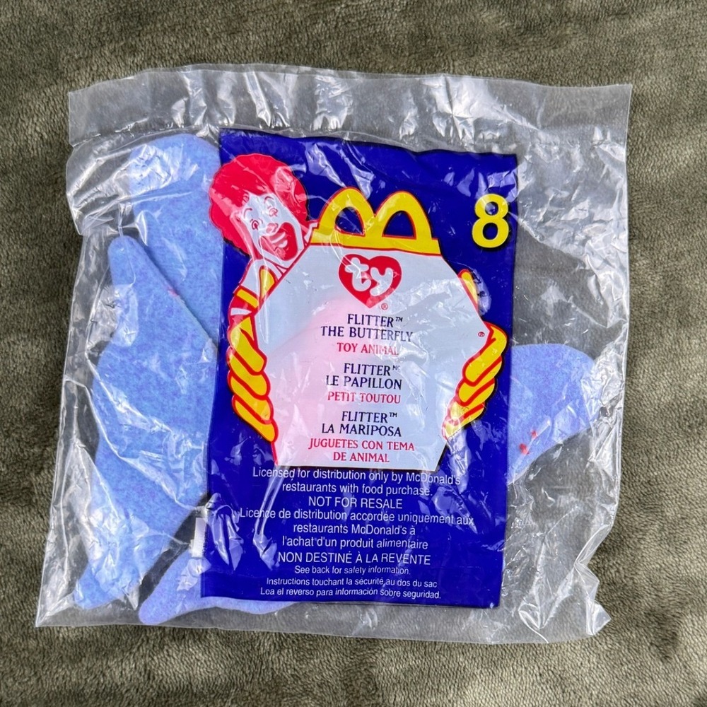 Ty Teenie Beanie Babies Flitter the‎ Butterfly 2000 McDonalds Toy 8 Sealed New